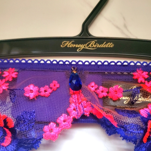 Honey Birdette Whitney Suspender Sapphire/Pink - Picture 4 of 9